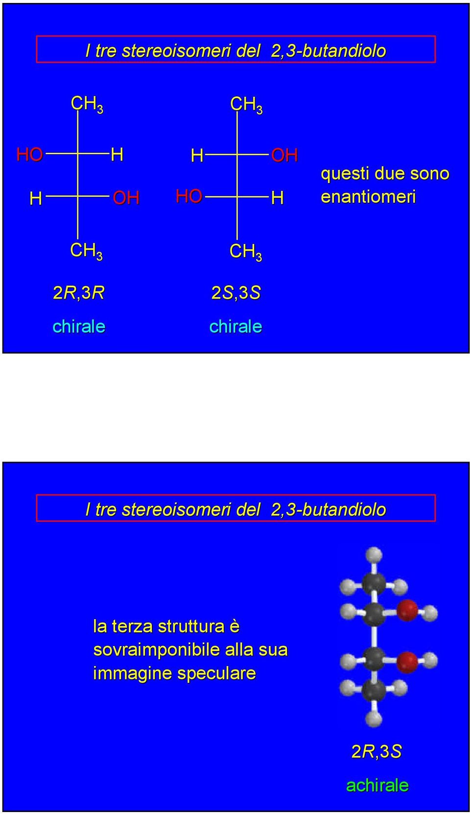 chirale I tre stereoisomeri del 2,3-butandiolo la terza