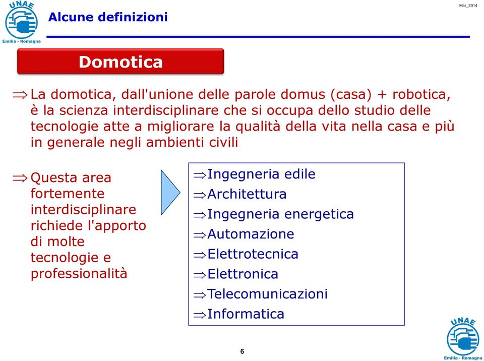 in generale negli ambienti civili Questa area fortemente interdisciplinare richiede l'apporto di molte tecnologie e