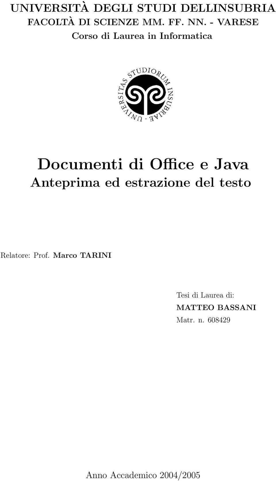 Anteprima ed estrazione del testo Relatore: Prof.