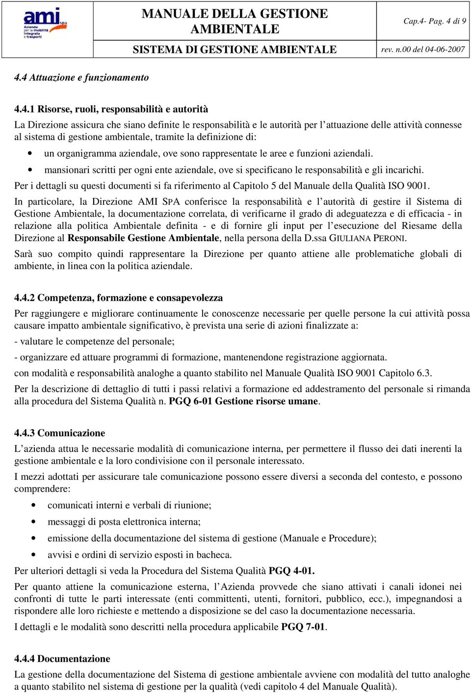 di 9 SISTEMA DI GESTIONE rev. n.00 del 04-