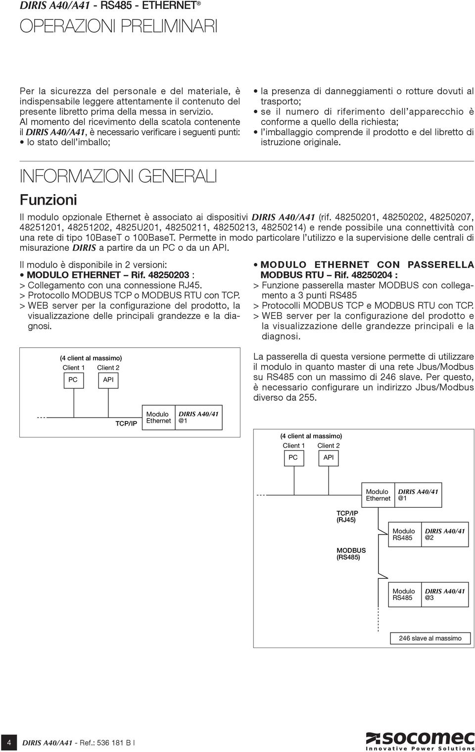 il numero di riferimento dell apparecchio è conforme a quello della richiesta; l imballaggio comprende il prodotto e del libretto di istruzione originale.