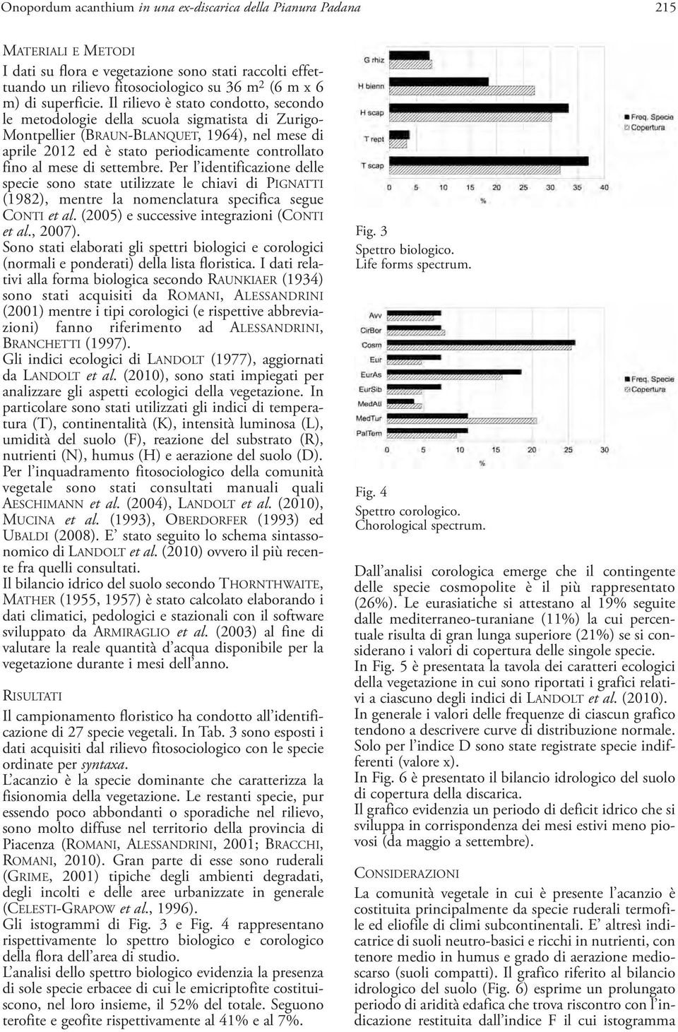 Il rilievo è stato condotto, secondo le metodologie della scuola sigmatista di Zurigo- Montpellier (BRAUN-BLANQUET, 1964), nel mese di aprile 2012 ed è stato periodicamente controllato fino al mese