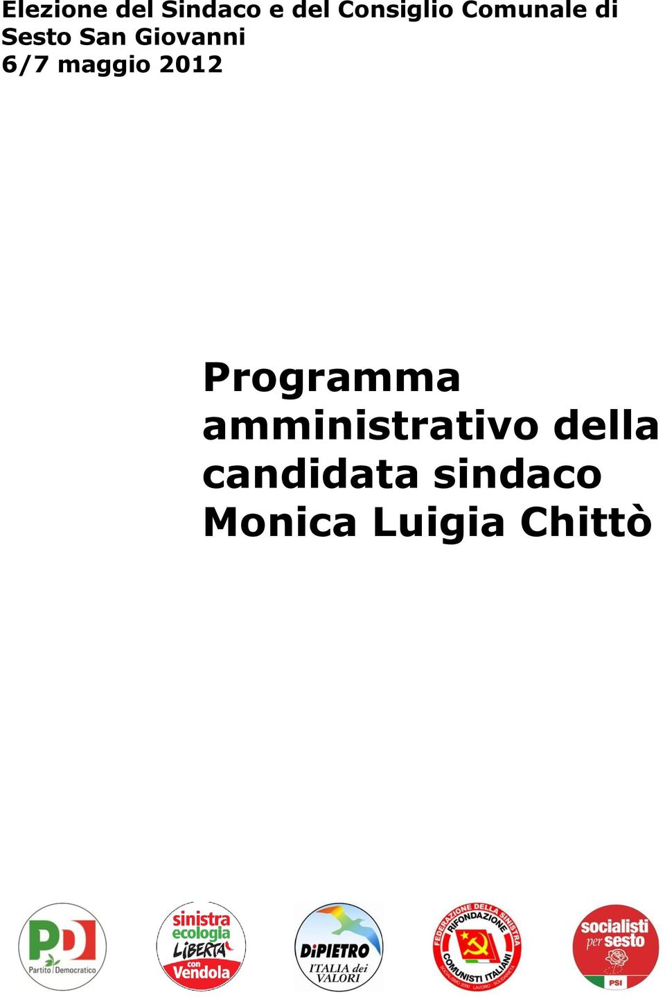 maggio 2012 Programma amministrativo