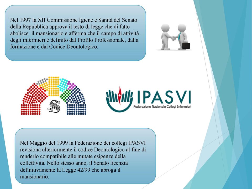 Nel Maggio del 1999 la Federazione dei collegi IPASVI revisiona ulteriormente il codice Deontologico al fine di renderlo compatibile