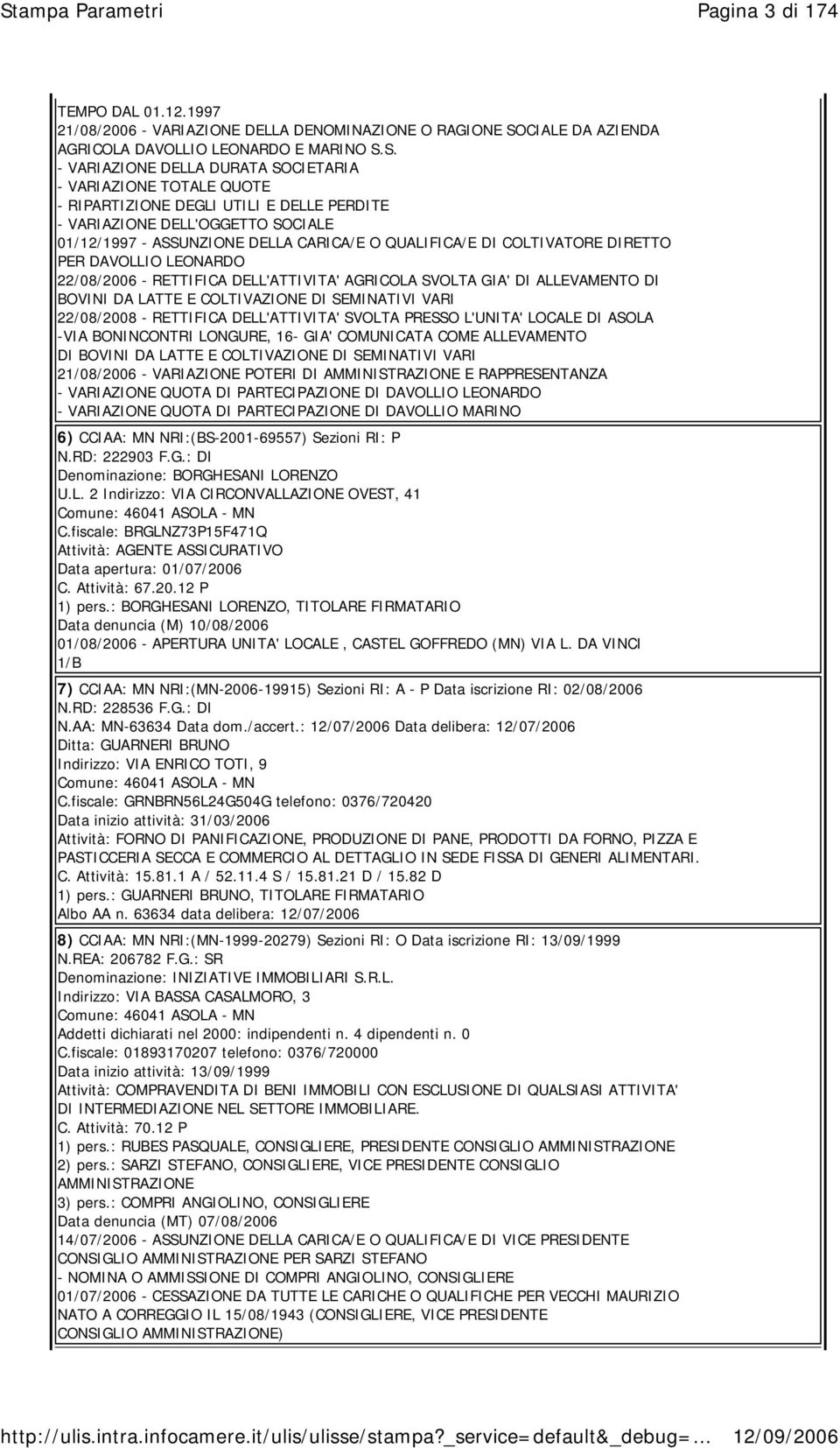 S. - VARIAZIONE DELLA DURATA SOCIETARIA - VARIAZIONE TOTALE QUOTE - RIPARTIZIONE DEGLI UTILI E DELLE PERDITE - VARIAZIONE DELL'OGGETTO SOCIALE 01/12/1997 - ASSUNZIONE DELLA CARICA/E O QUALIFICA/E DI