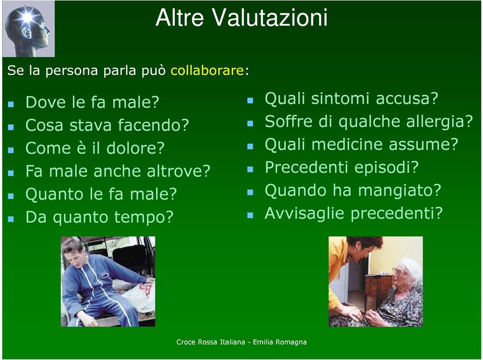 Quanto le fa male? Da quanto tempo? Quali sintomi accusa?