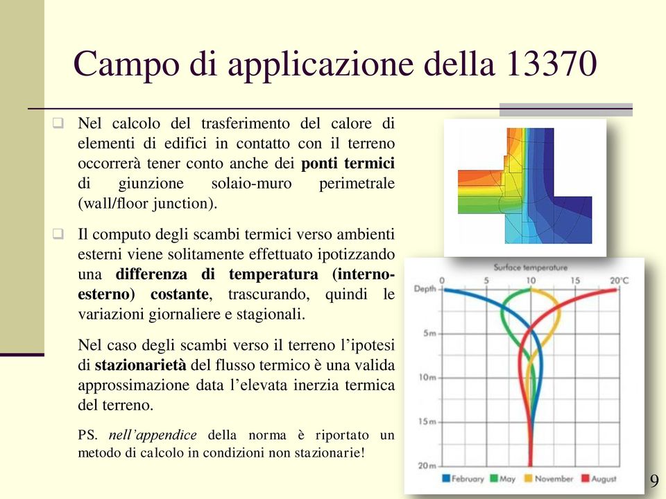 Il computo degli scambi termici verso ambienti esterni viene solitamente effettuato ipotizzando una differenza di temperatura (internoesterno) costante, trascurando, quindi