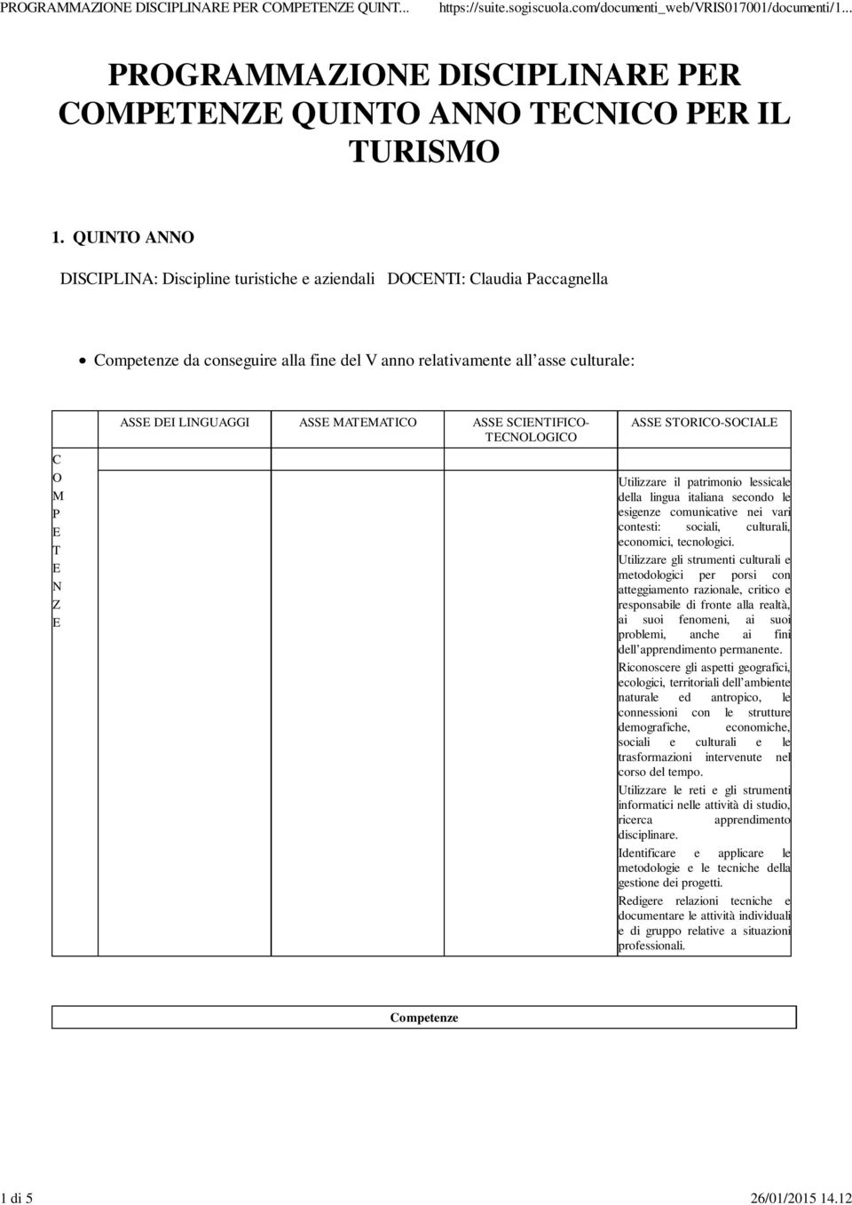 ASS MATMATICO ASS SCINTIFICO- TCNOLOGICO ASS STORICO-SOCIAL Utilizzare il patrimonio lessicale della lingua italiana secondo le esigenze comunicative nei vari contesti: sociali, culturali, economici,