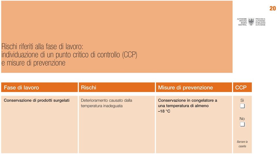 CCP Conservazione di prodotti surgelati Deterioramento causato dalla temperatura