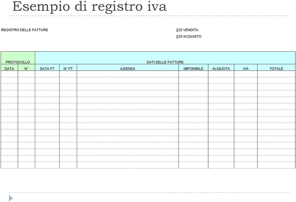 PROTOCOLLO DATI DELLE FATTURE DATA N