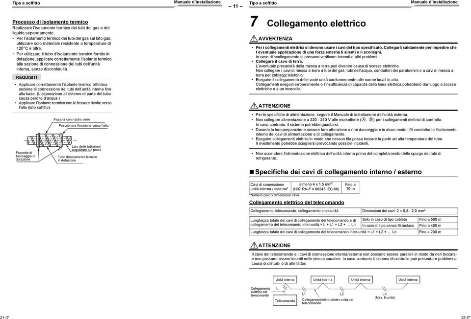 Per utilizzare il tubo d isolamento termico fornito in dotazione, applicare correttamente l isolante termico alla sezione di connessione dei tubi dell unità interna, senza discontinuità.