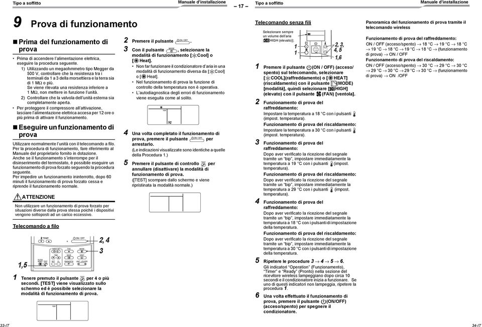 Se viene rilevata una resistenza inferiore a 1 MΩ, non mettere in funzione l unità. 2) Controllare che la valvola dell unità esterna sia completamente aperta.