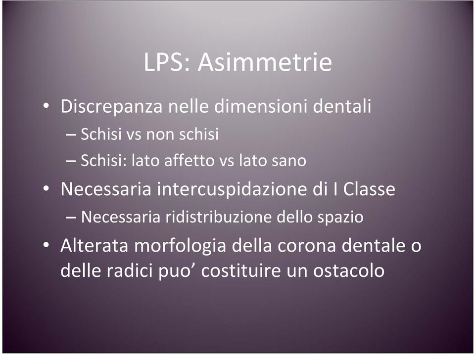 intercuspidazione di I Classe Necessaria ridistribuzione dello