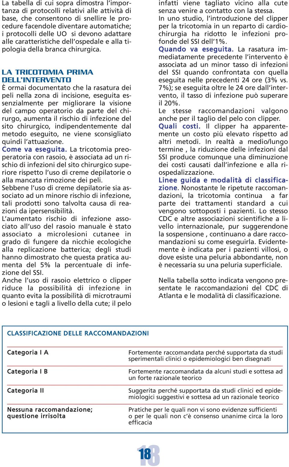 LA TRICOTOMIA PRIMA DELL INTERVENTO È ormai documentato che la rasatura dei peli nella zona di incisione, eseguita essenzialmente per migliorare la visione del campo operatorio da parte del chirurgo,