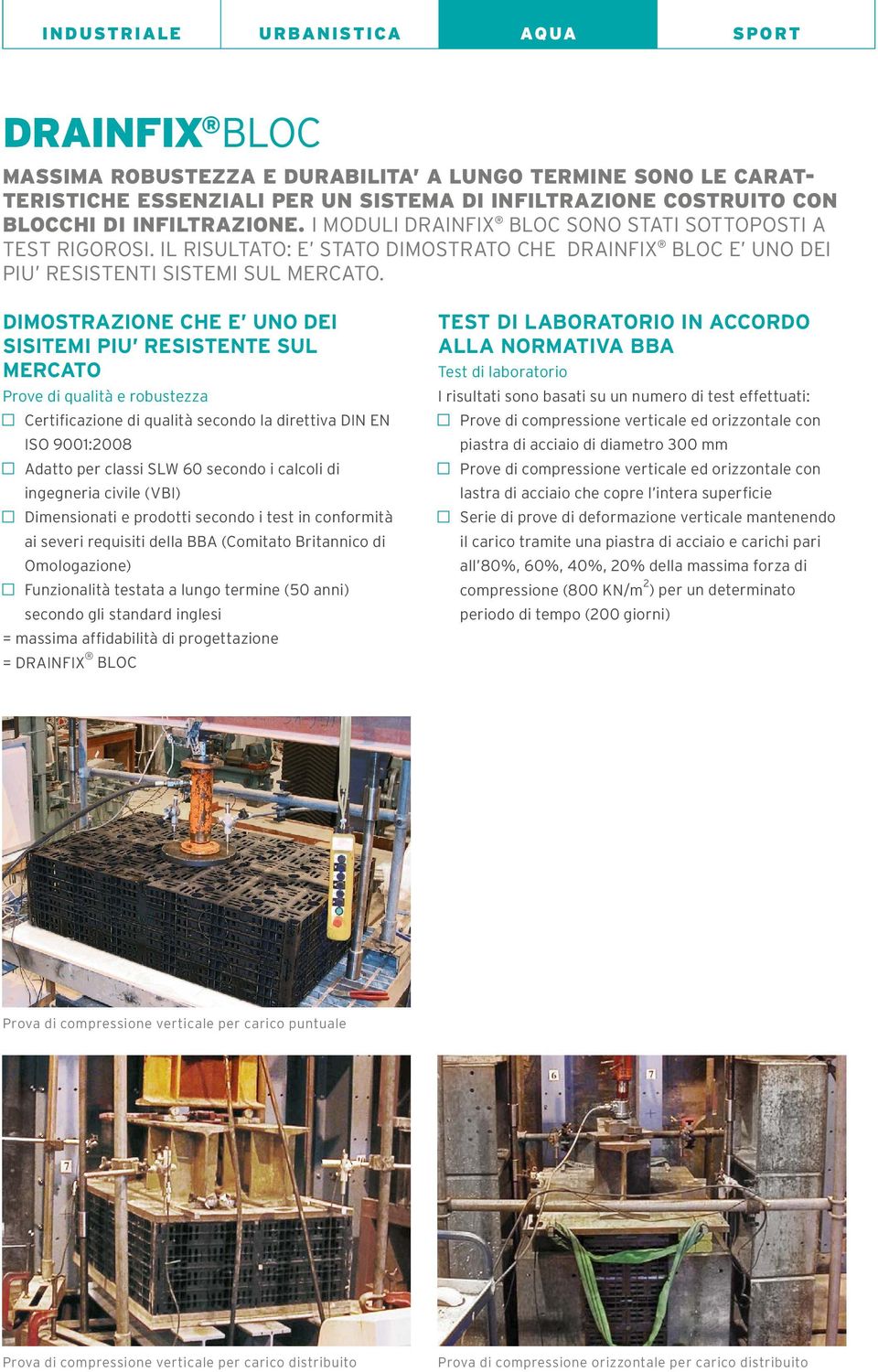 DIMOSTRAZIONE CHE E UNO DEI SISITEMI PIU RESISTENTE SUL MERCATO Prove di qualità e robustezza Certificazione di qualità secondo la direttiva DIN EN ISO 9001:2008 Adatto per classi SLW 60 secondo i