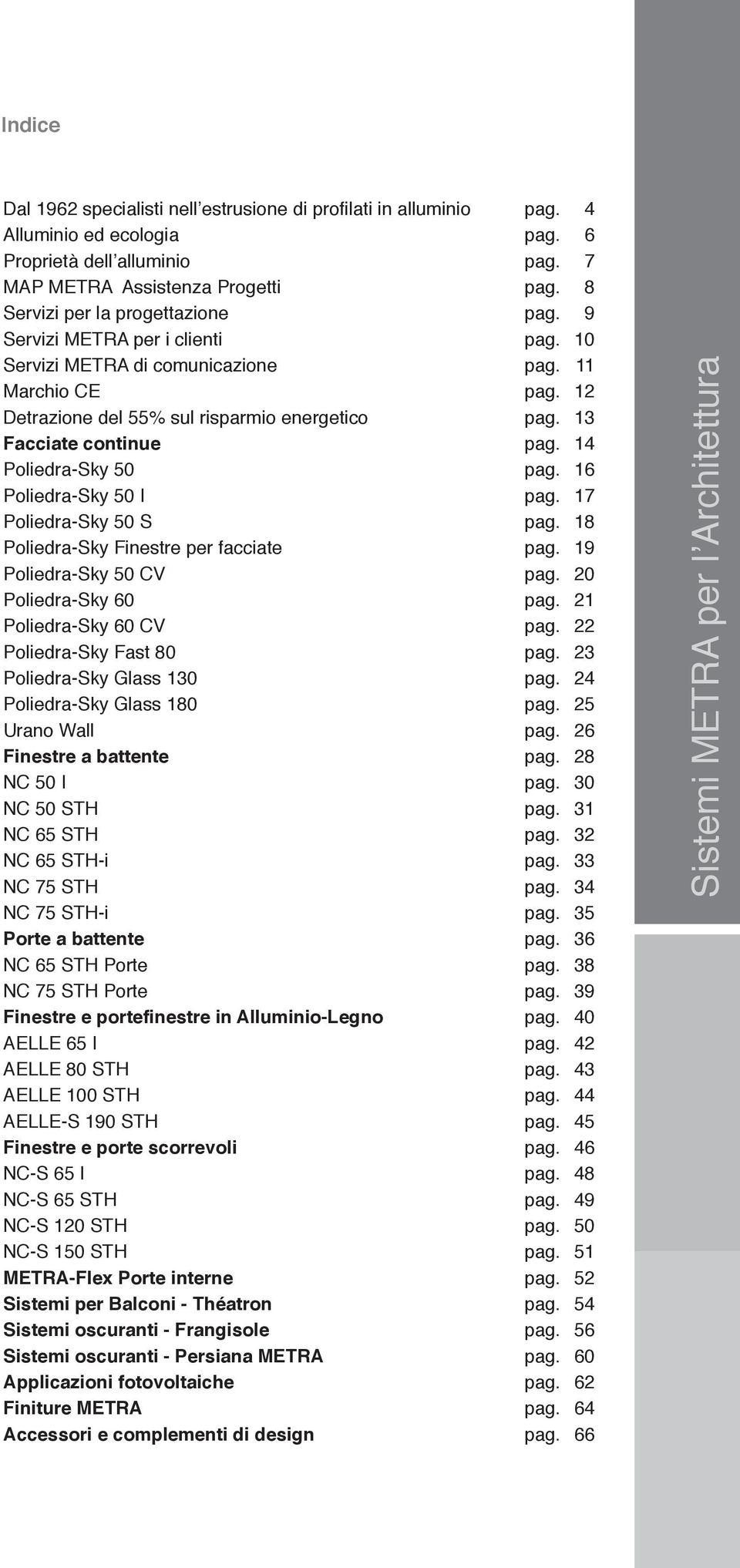 Poliedra-Sky 0 pag. 6 Poliedra-Sky 0 I pag. 7 Poliedra-Sky 0 S pag. 8 Poliedra-Sky Finestre per facciate pag. 9 Poliedra-Sky 0 CV pag. 0 Poliedra-Sky 60 pag. Poliedra-Sky 60 CV pag.