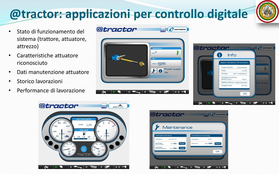 attrezzo) Caratteristiche attuatore riconosciuto Dati