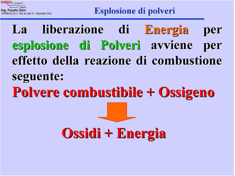 effetto della reazione di combustione