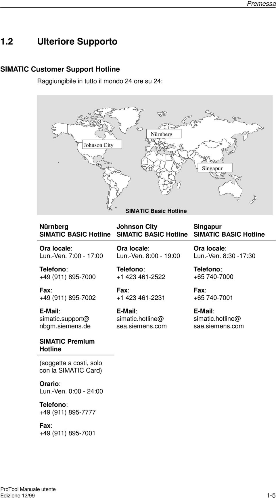 0:00-24:00 Telefono: +49 (911) 895-7777 Fax: +49 (911) 895-7001 SIMATIC Basic Hotline Johnson City SIMATIC BASIC Hotline Ora locale: Lun.-Ven.