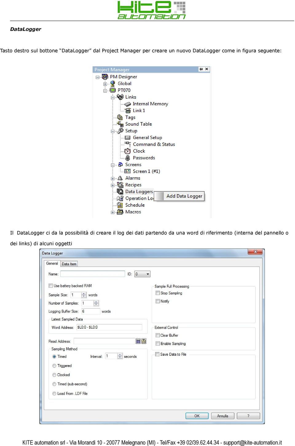 DataLogger ci da la possibilità di creare il log dei dati partendo