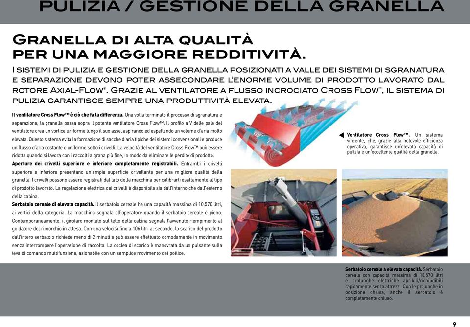 Grazie al ventilatore a flusso incrociato Cross Flow, il sistema di pulizia garantisce sempre una produttività elevata. Il ventilatore Cross Flow è ciò che fa la differenza.