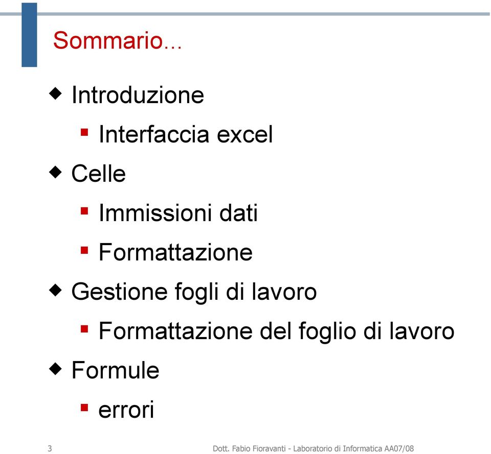 Formattazione Gestione fogli di