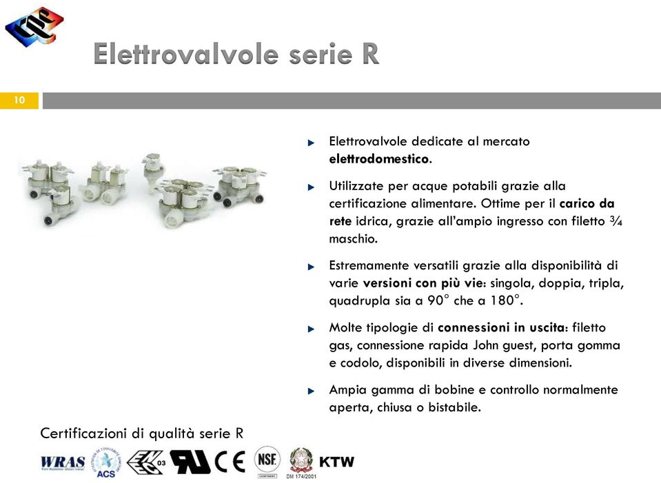 Estremamente versatili grazie alla disponibilità di varie versioni con più vie: singola, doppia, tripla, quadrupla sia a 90 che a 180.