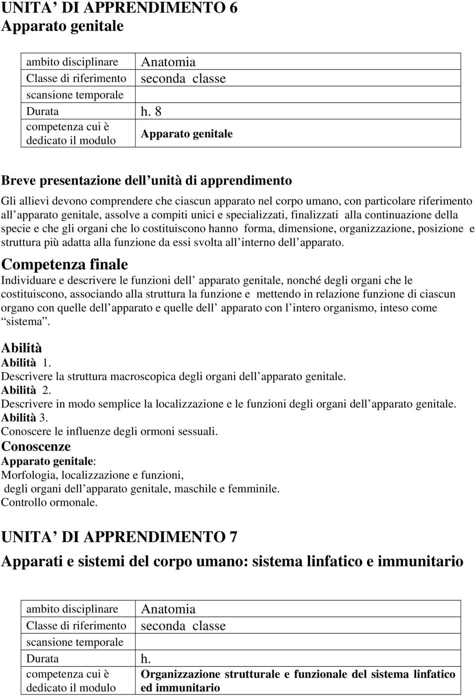 con particolare riferimento all apparato genitale, assolve a compiti unici e specializzati, finalizzati alla continuazione della specie e che gli organi che lo costituiscono hanno forma, dimensione,