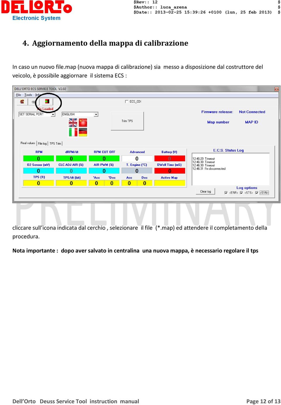 sistema ECS : cliccare sull icona indicata dal cerchio, selezionare il file (*.