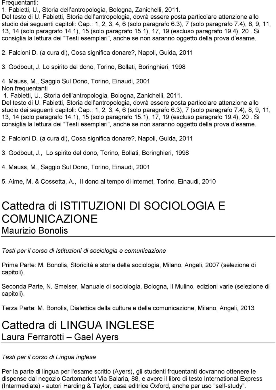 4), 8, 9, 11, 13, 14 (solo paragrafo 14.1), 15 (solo paragrafo 15.1), 17, 19 (escluso paragrafo 19.4), 20.