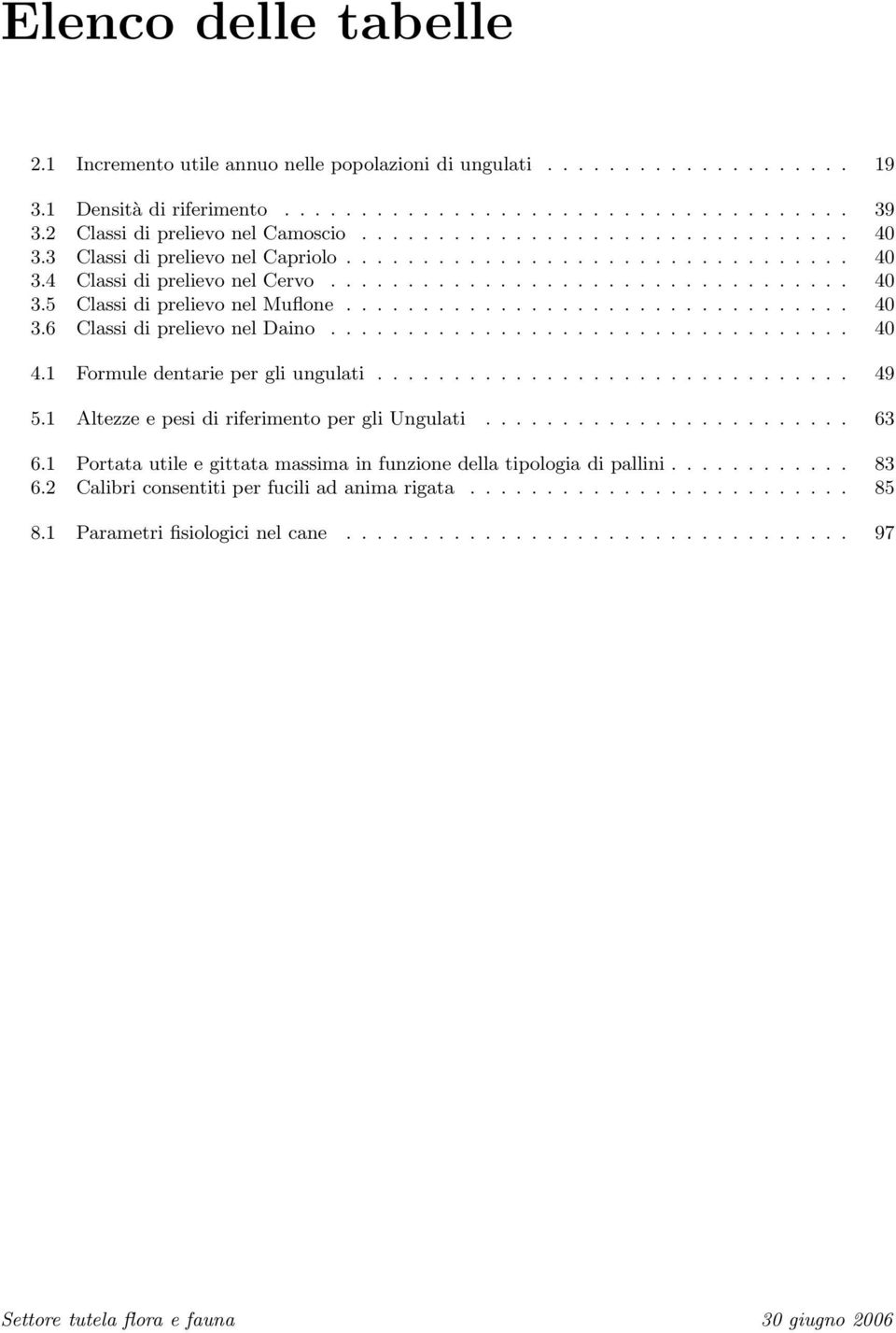 ................................ 40 3.6 Classi di prelievo nel Daino.................................. 40 4.1 Formule dentarie per gli ungulati............................... 49 5.