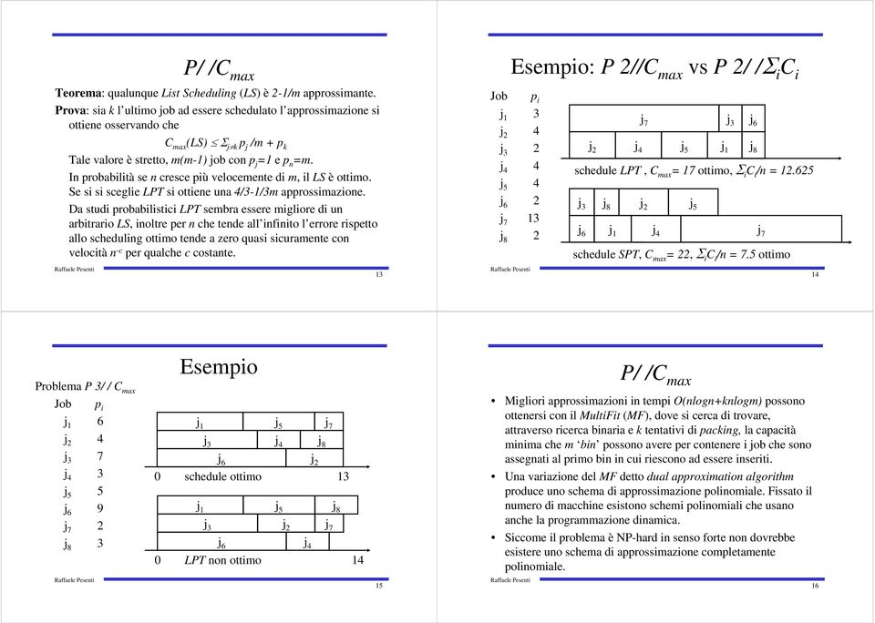 In probabilità se n cresce più velocemente di m, il LS è ottimo. Se si si sceglie LPT si ottiene una 4/3-1/3m approssimazione.