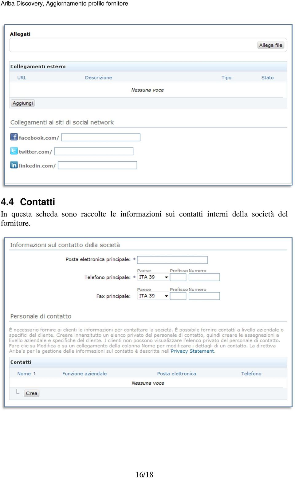 informazioni sui contatti