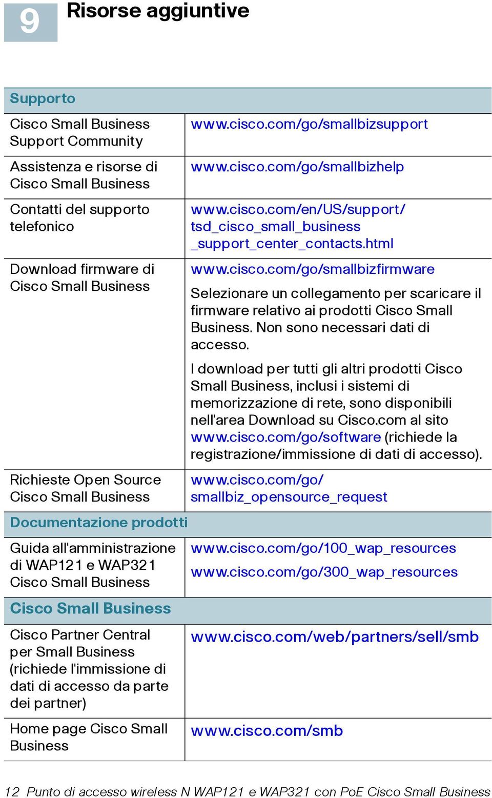 Non sono necessari dati di accesso. I download per tutti gli altri prodotti Cisco Small Business, inclusi i sistemi di memorizzazione di rete, sono disponibili nell'area Download su Cisco.