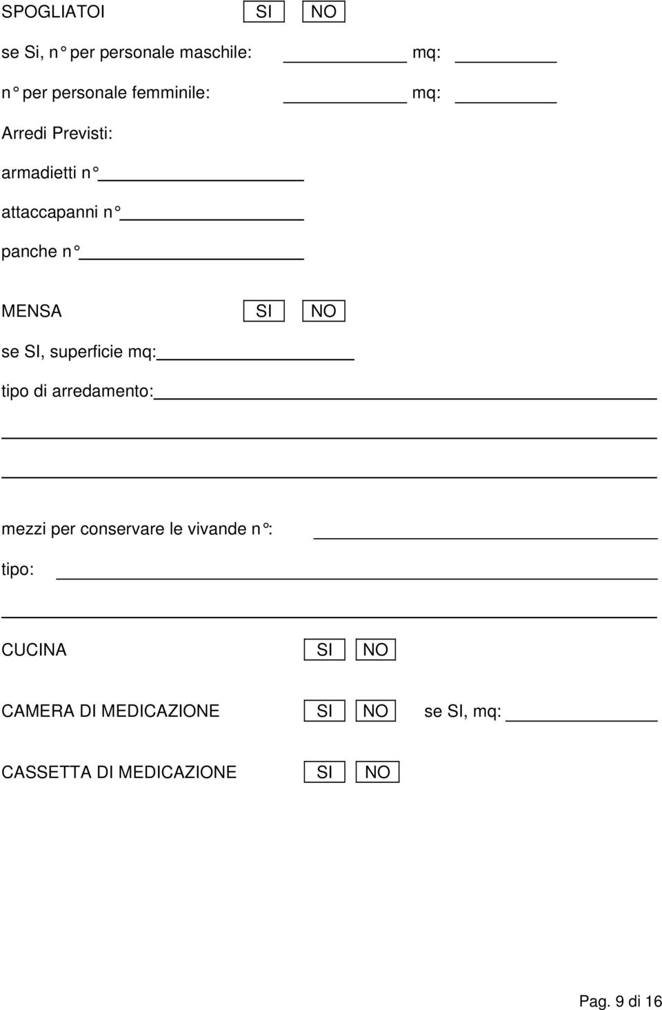 superficie mq: tipo di arredamento: mezzi per conservare le vivande n : tipo: