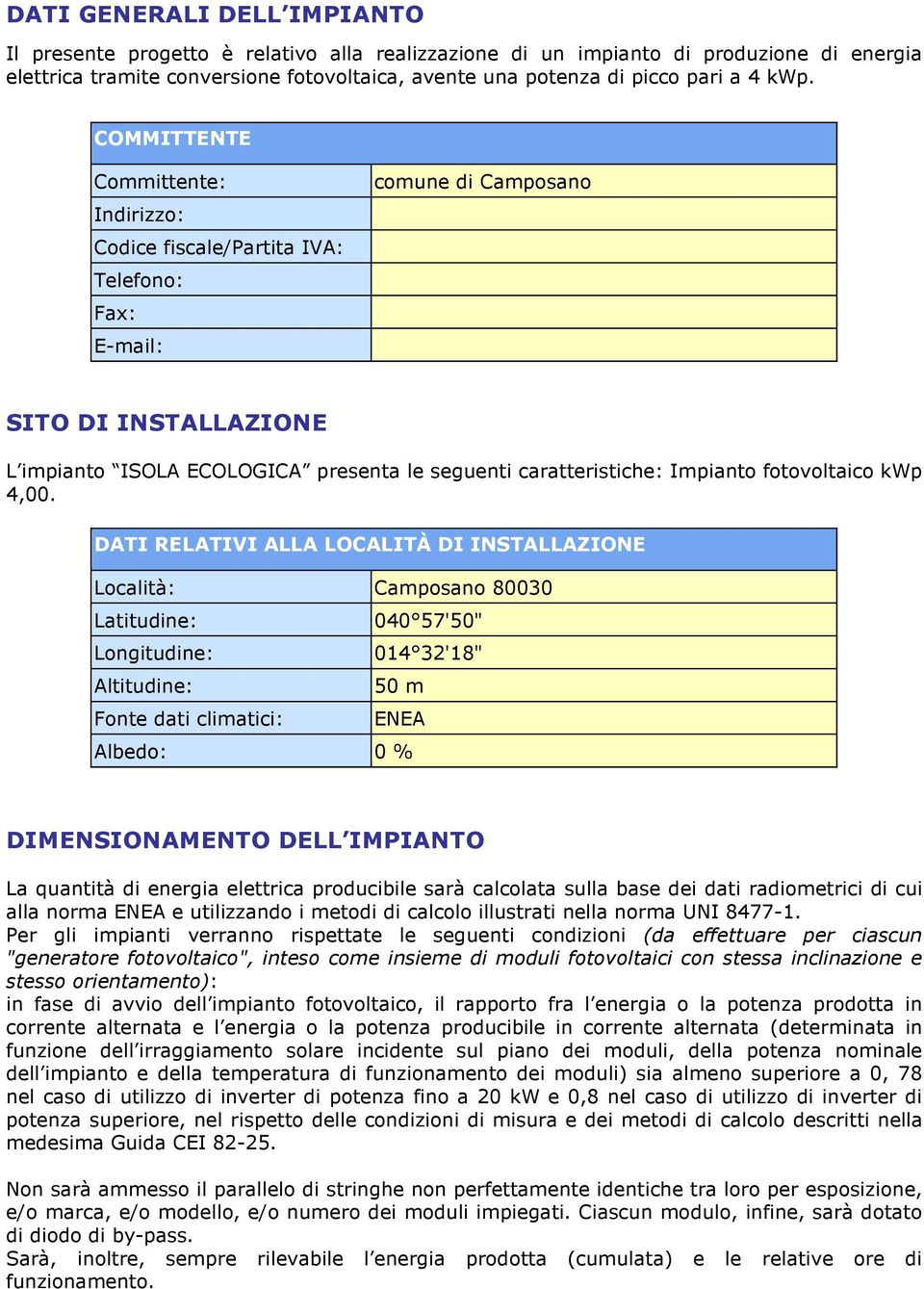 Impianto fotovoltaico kwp 4,00.