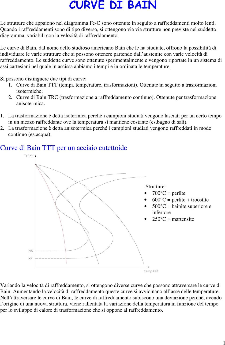 Le curve di Bain, dal nome dello studioso americano Bain che le ha studiate, offrono la possibilità di individuare le varie strutture che si possono ottenere partendo dall austenite con varie