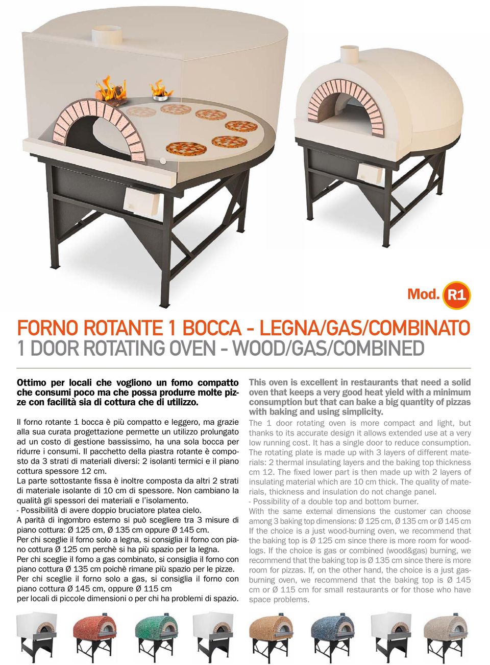 Il forno rotante 1 bocca è più compatto e leggero, ma grazie alla sua curata progettazione permette un utilizzo prolungato ad un costo di gestione bassissimo, ha una sola bocca per ridurre i consumi.