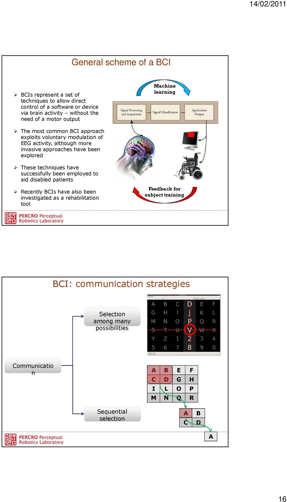 These techniques have successfully been employed to aid disabled patients Recently BCIs have also been investigated as a rehabilitation tool Feedback for