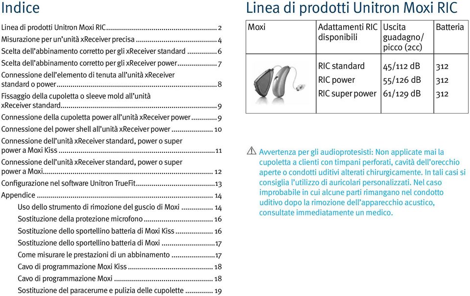 ..8 Fissaggio della cupoletta o sleeve mold all unità xreceiver standard...9 Connessione della cupoletta power all unità xreceiver power...9 Connessione del power shell all unità xreceiver power.