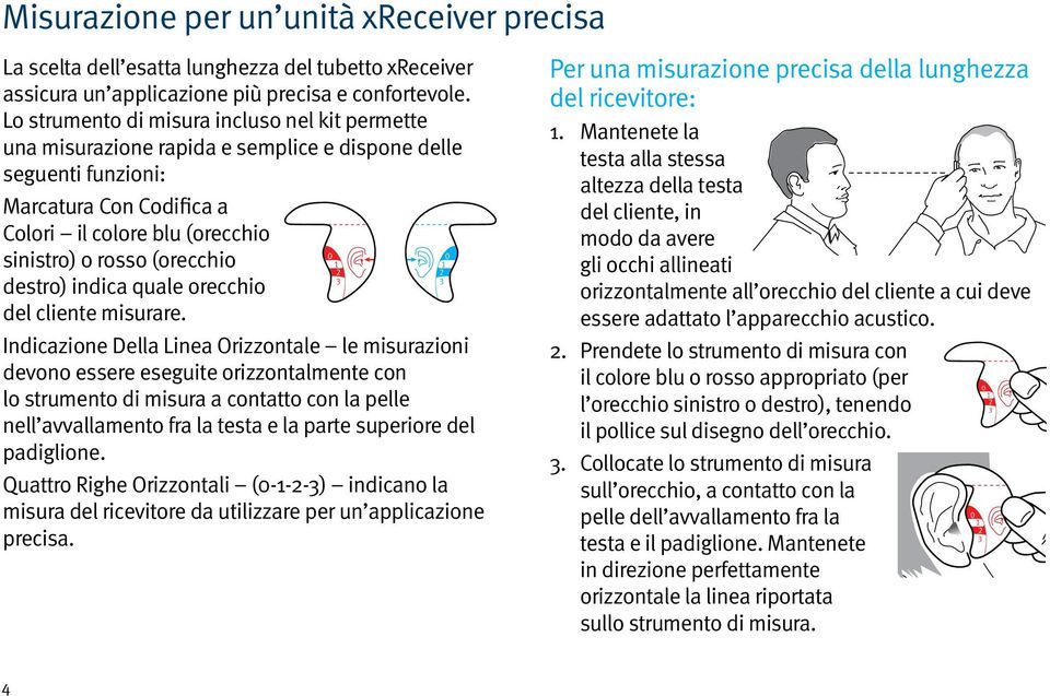 (orecchio destro) indica quale orecchio del cliente misurare.