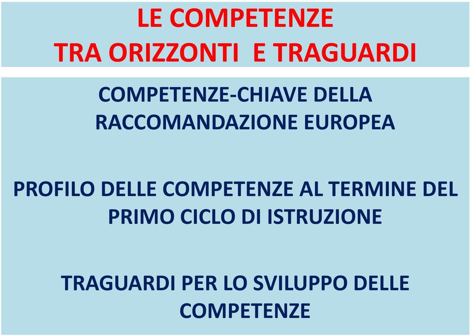 PROFLO DELLE COMPETENZE AL TERMNE DEL PRMO