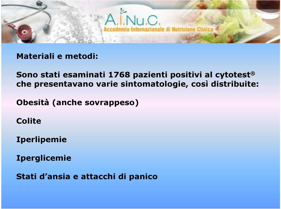 sintomatologie, così distribuite: Obesità (anche