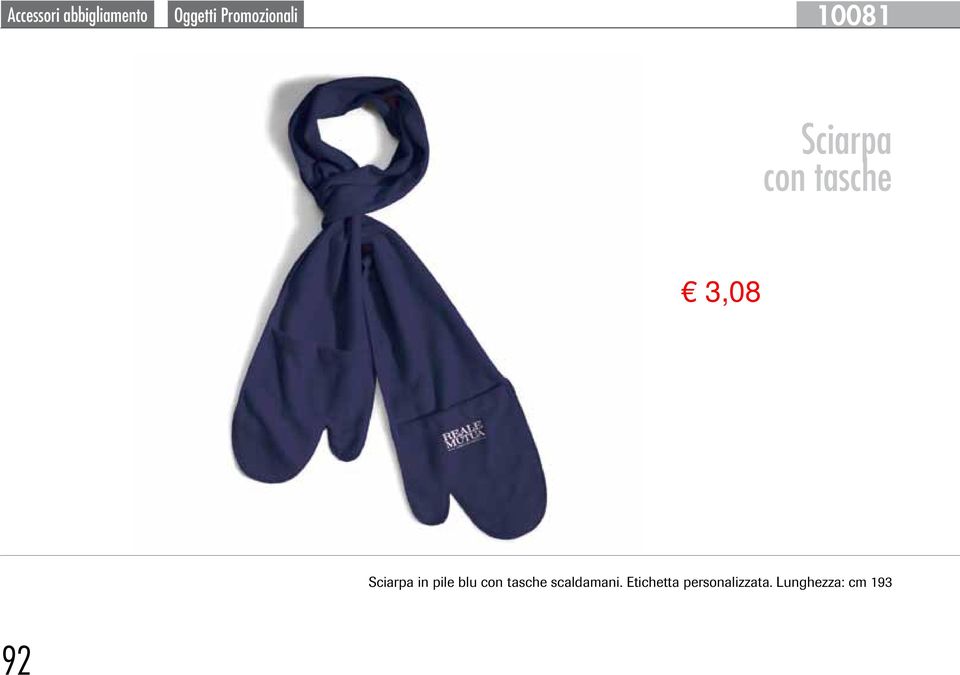 Sciarpa in pile blu con tasche