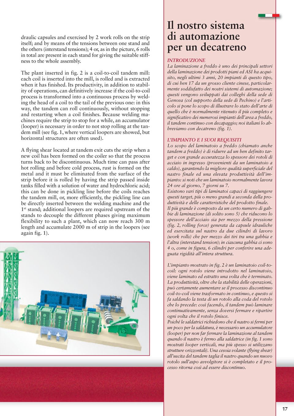 2 is a coil-to-coil tandem mill: each coil is inserted into the mill, is rolled and is extracted when it has finished.