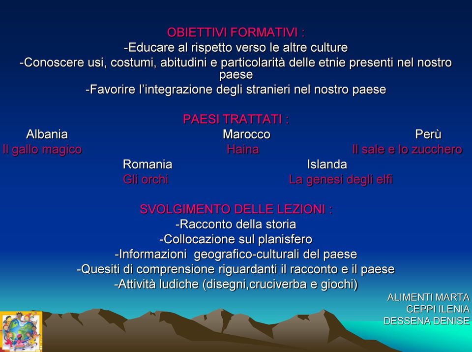 Islanda Gli orchi La genesi degli elfi SVOLGIMENTO DELLE LEZIONI : -Racconto della storia -Collocazione sul planisfero -Informazioni geografico-culturali