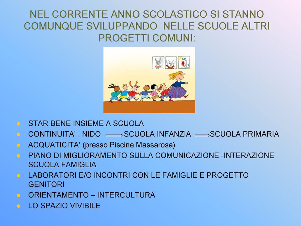 Piscine Massarosa) PIANO DI MIGLIORAMENTO SULLA COMUNICAZIONE -INTERAZIONE SCUOLA FAMIGLIA