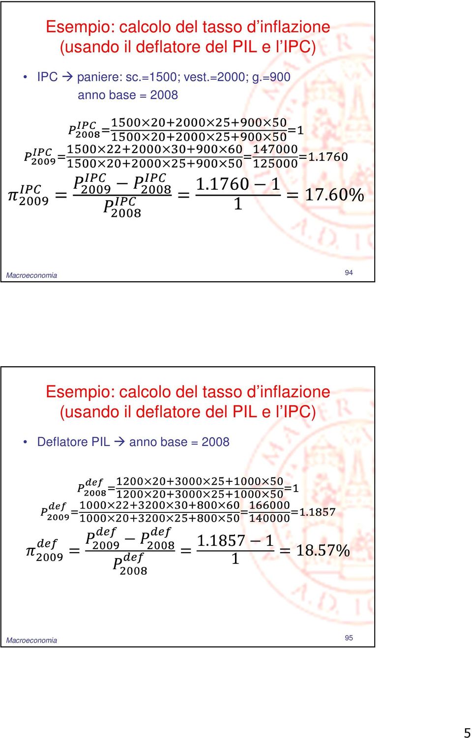 =900 anno base = Macroeconomia 94  PIL e l IPC) Deflatore PIL anno