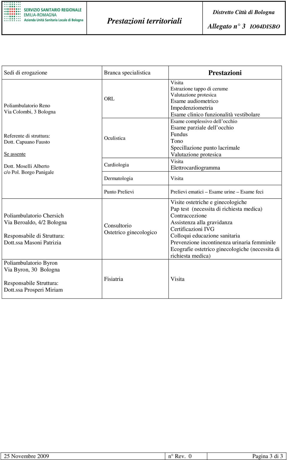 Borgo Panigale ORL Oculistica Cardiologia Dermatologia Estrazione tappo di cerume Valutazione protesica Esame audiometrico Impedenziometria Esame clinico funzionalità vestibolare Esame complessivo