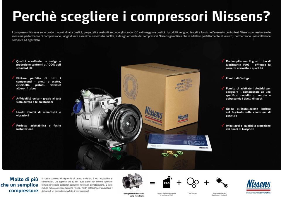 Inoltre, il design ottimale dei compressori Nissens garantisce che si adattino perfettamente al veicolo, permettendo un installazione semplice ed agevolata.